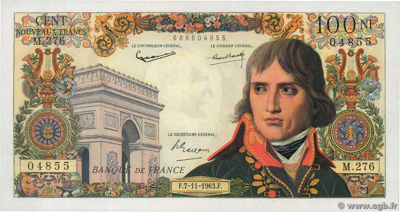 100 Nouveaux Francs BONAPARTE FRANKREICH  1963 F.59.24 VZ+
