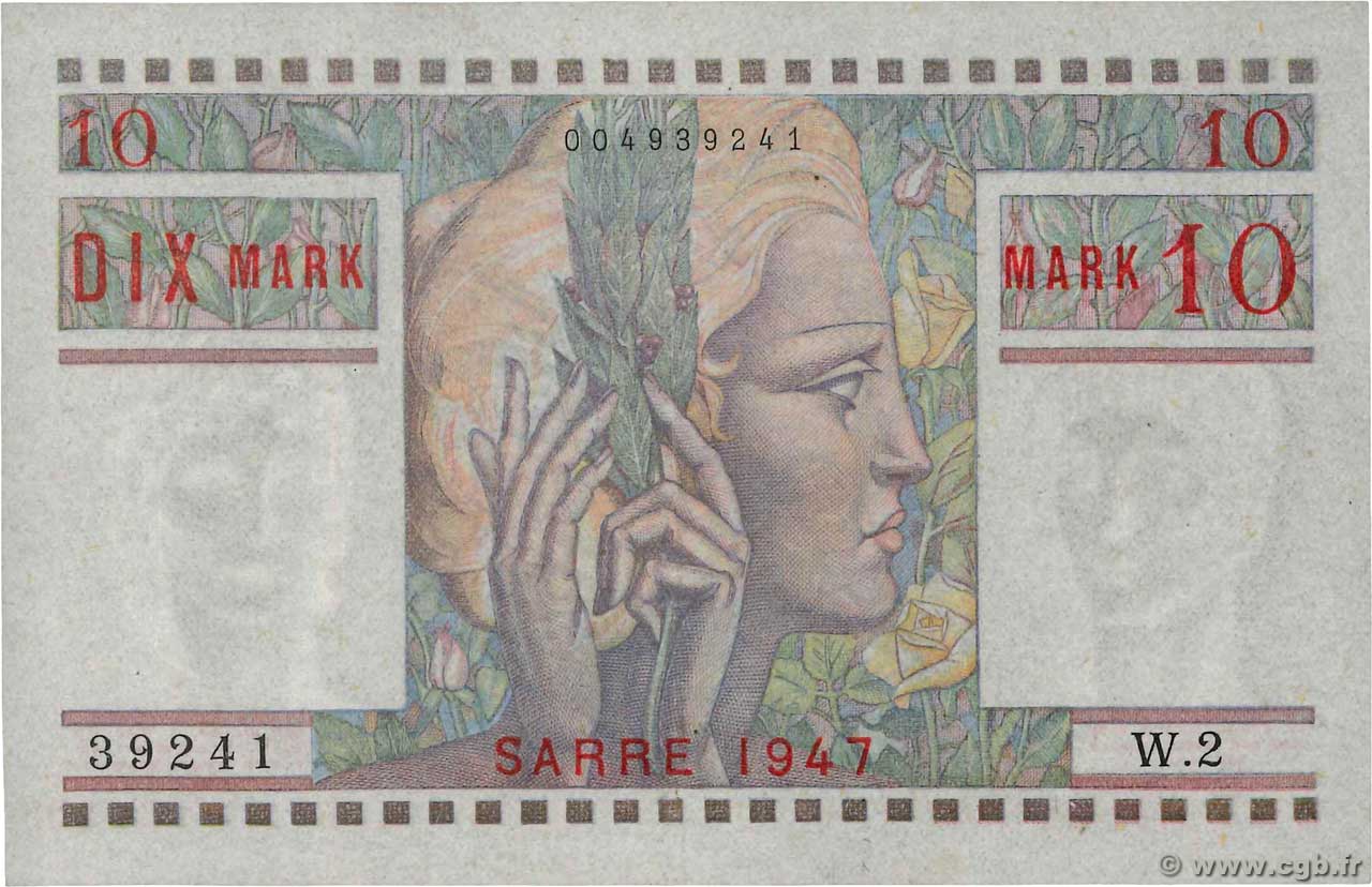 10 Mark SARRE FRANCIA  1947 VF.47.01 EBC+