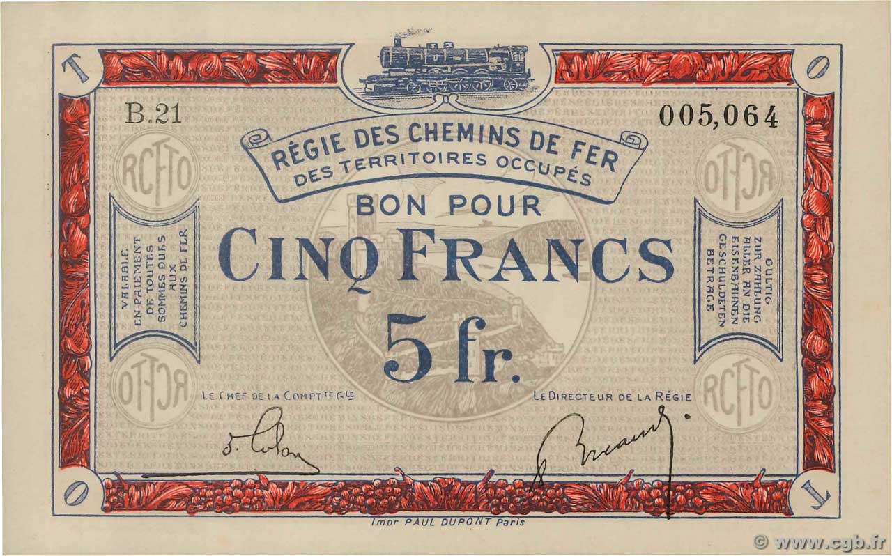 5 Francs FRANCE regionalism and miscellaneous  1923 JP.135.06 UNC
