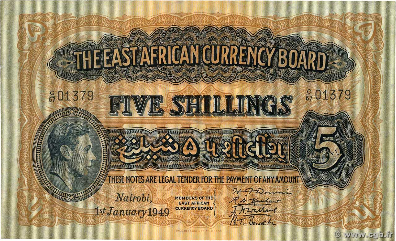 5 Shillings AFRIQUE DE L EST  1949 P.28b TTB