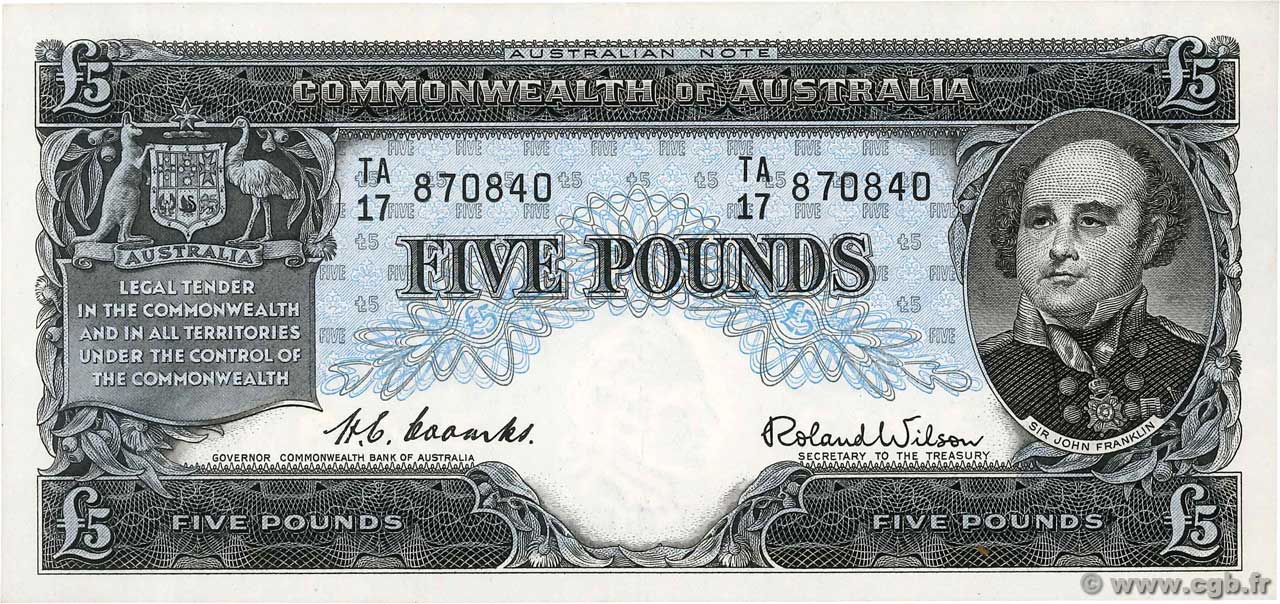 5 Pounds AUSTRALIEN  1954 P.31a fST