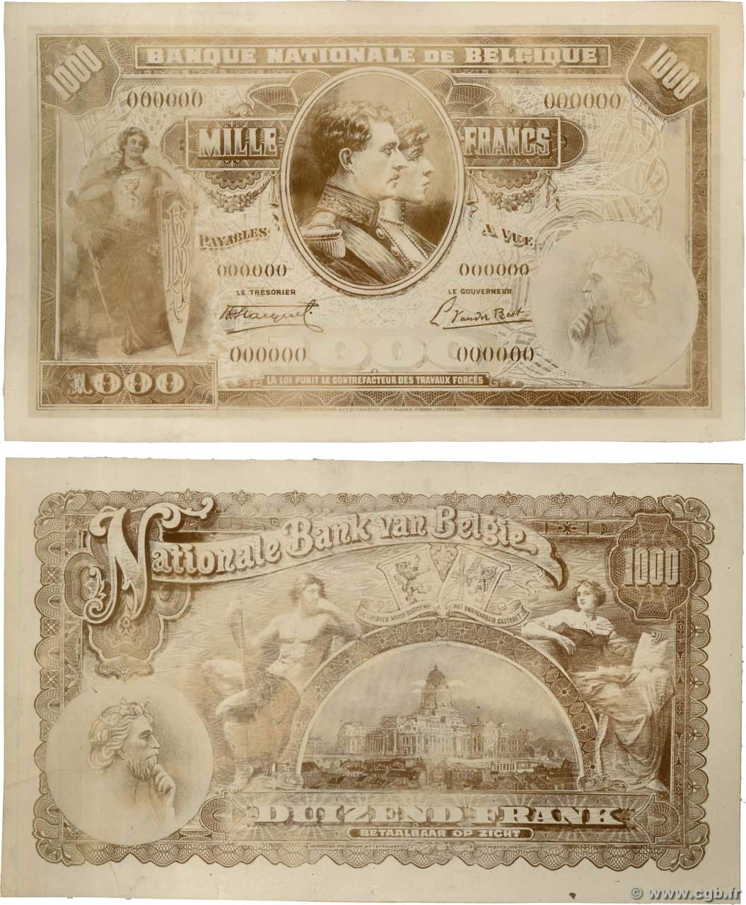 1000 Francs Photo BELGIUM  1923 P.- AU