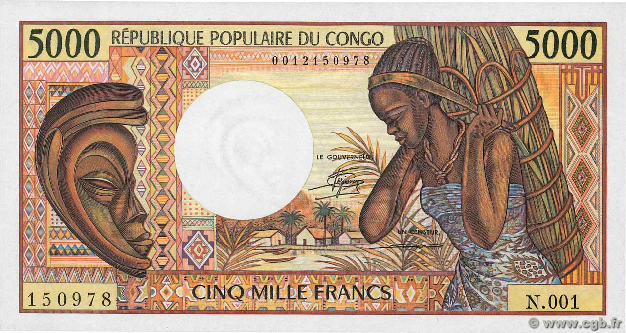 5000 Francs CONGO  1984 P.06a UNC-
