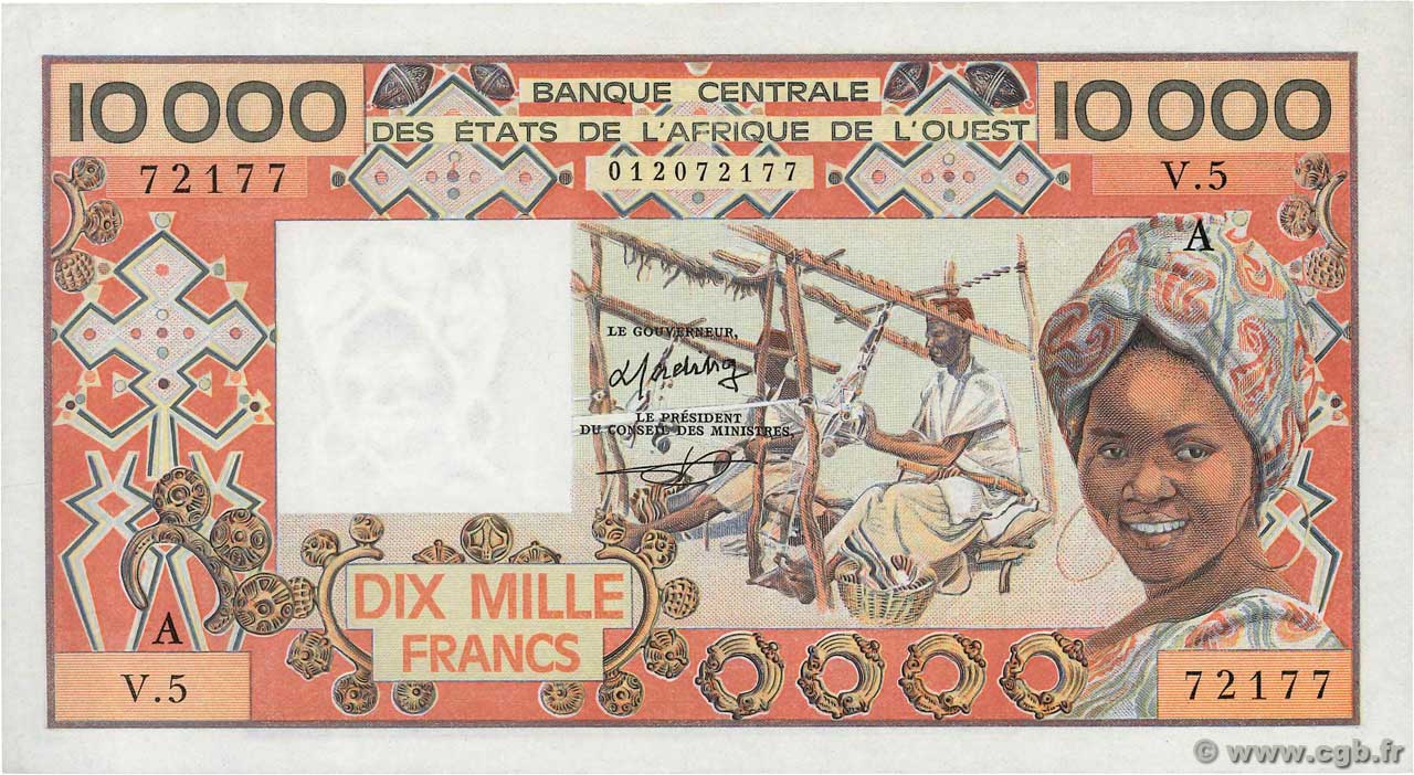 10000 Francs ESTADOS DEL OESTE AFRICANO  1977 P.109Ad SC