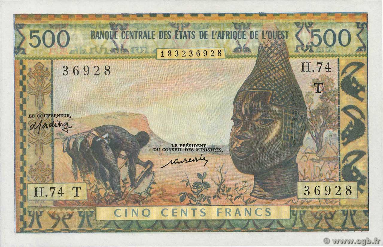 500 Francs STATI AMERICANI AFRICANI  1977 P.802Tm q.FDC