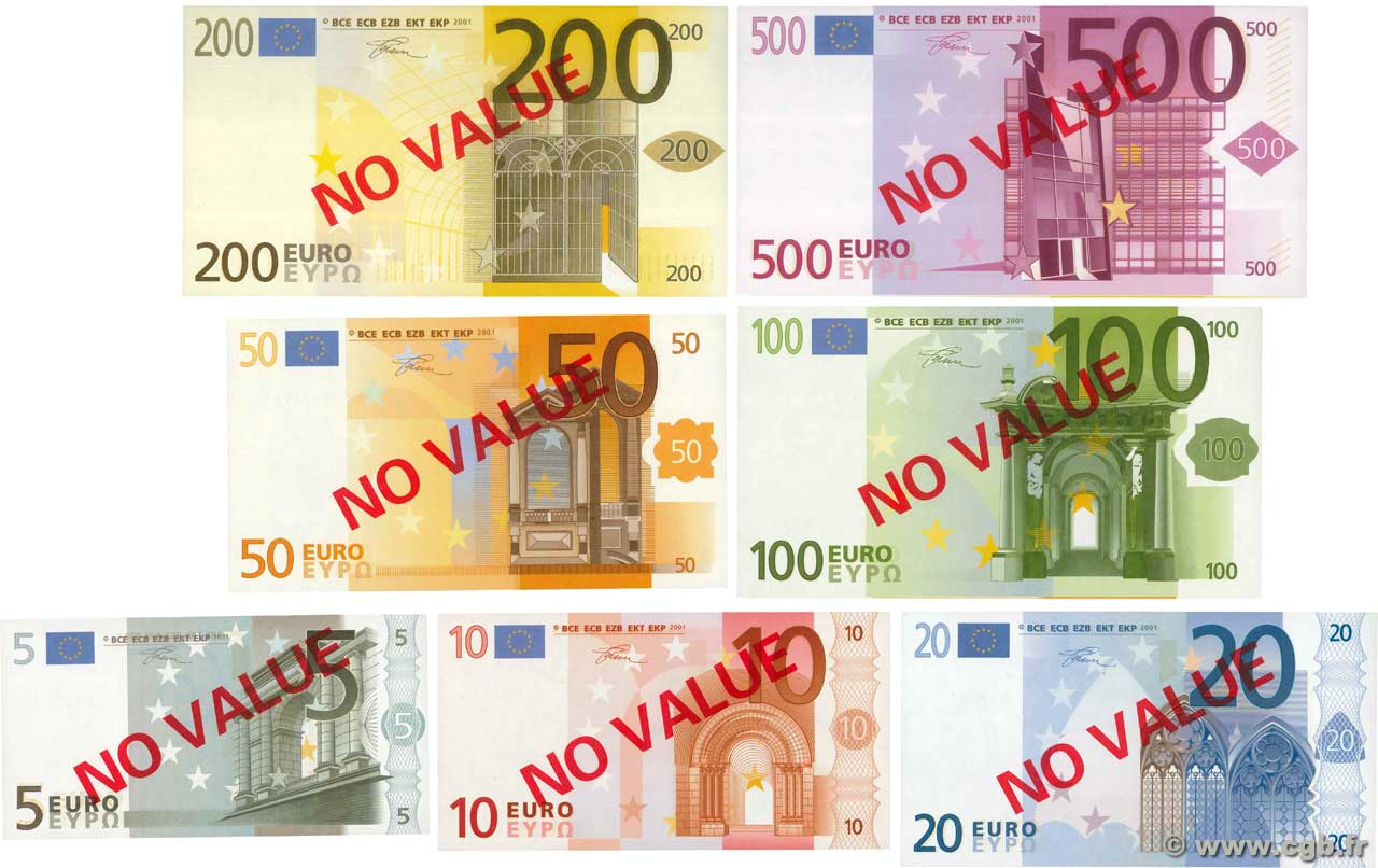 Série 5 à 500 Euros Échantillon EUROPE  2001 P.- NEUF