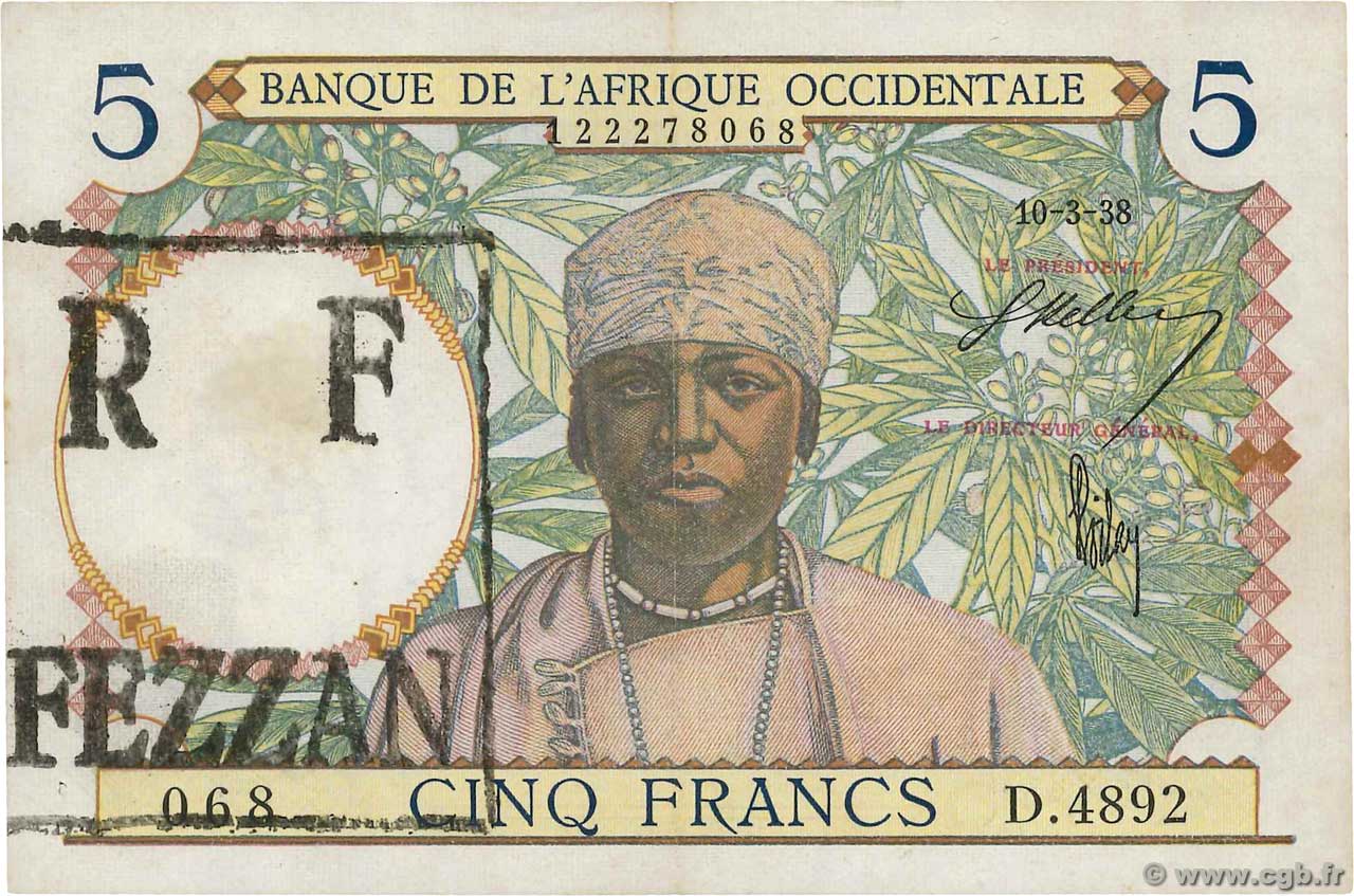 5 Francs LIBYE  1938 PS.M9 TTB+