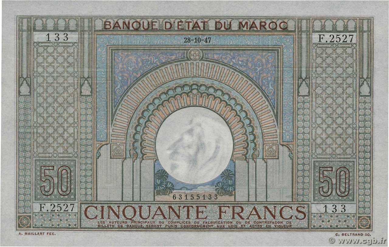 50 Francs MARUECOS  1947 P.21 SC