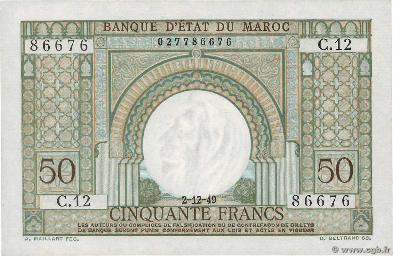 50 Francs MOROCCO  1949 P.44 UNC