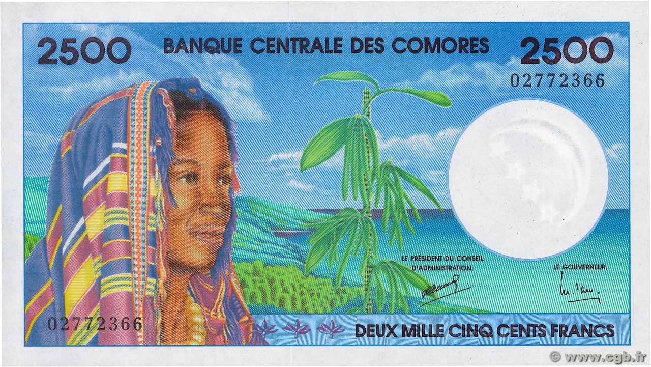 2500 Francs COMORE  1997 P.13 FDC
