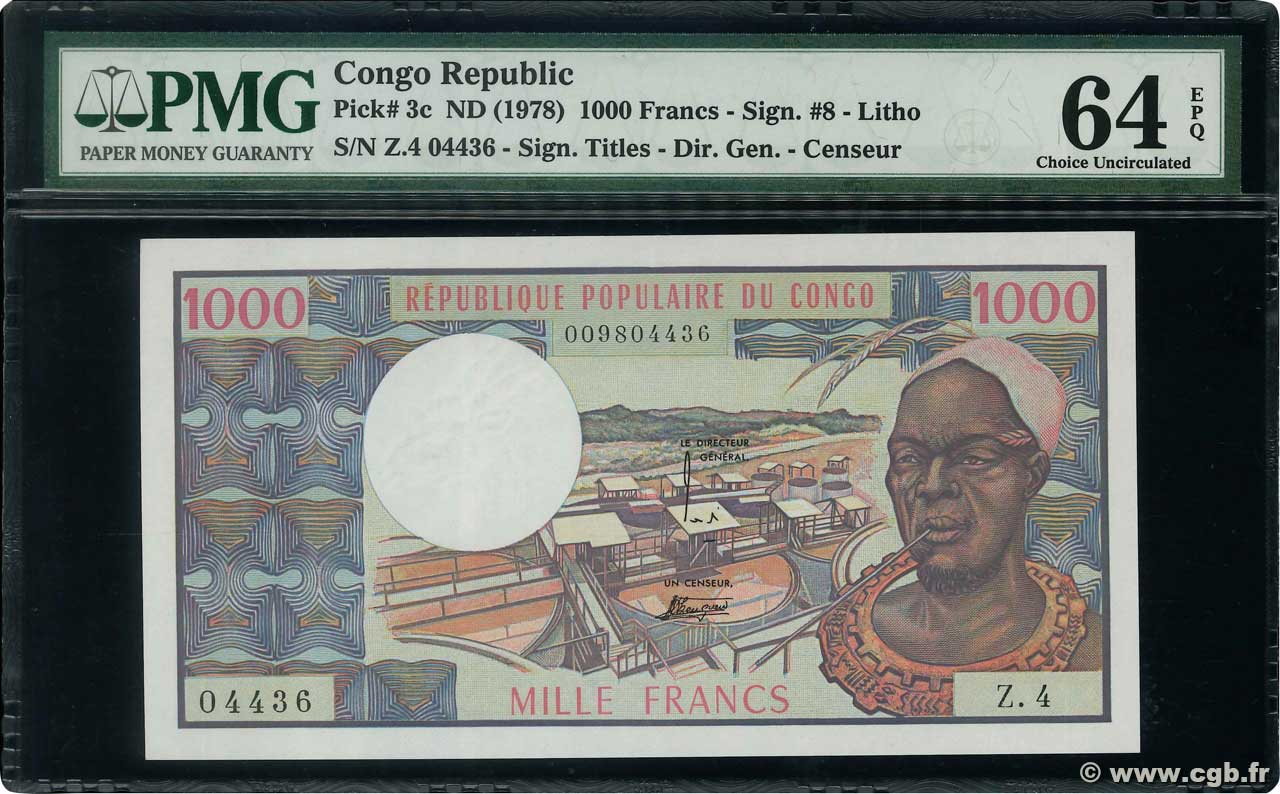 1000 Francs CONGO  1978 P.03c fST+