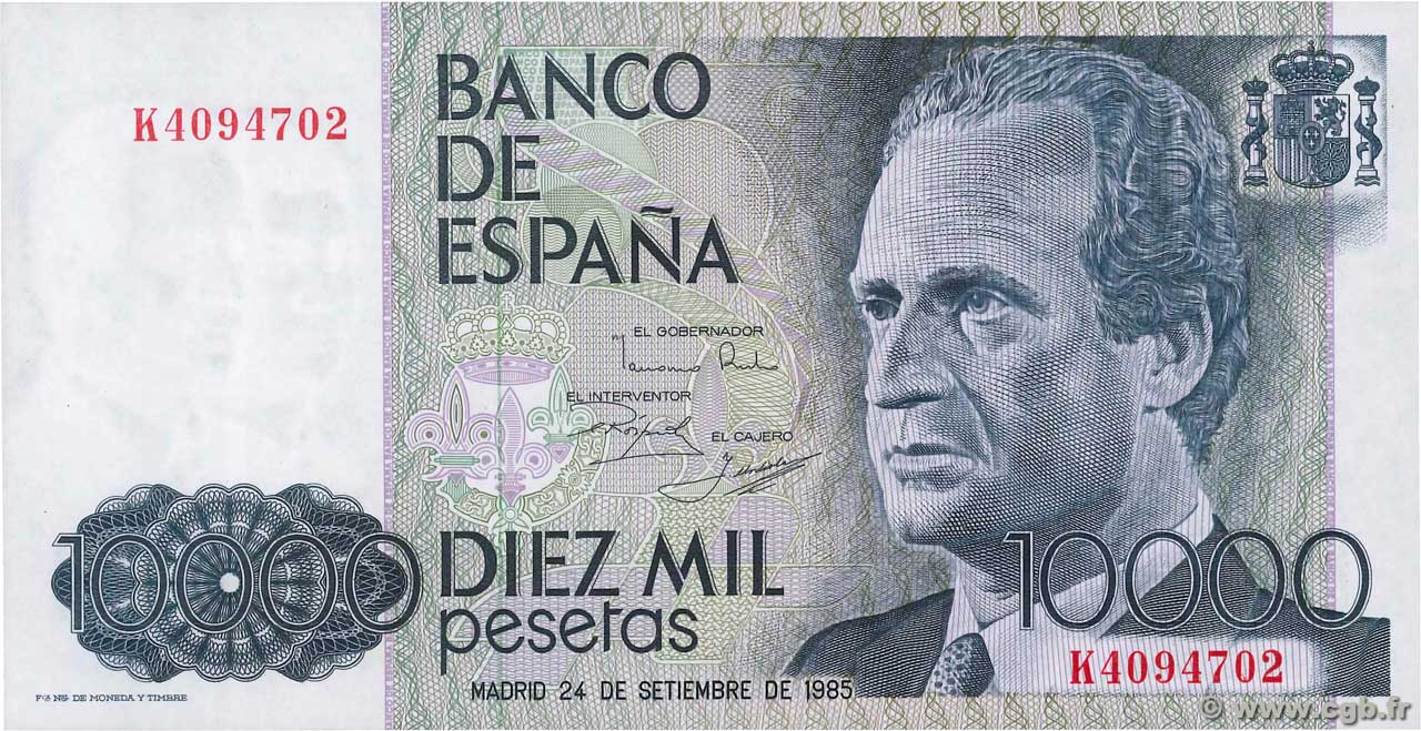 10000 Pesetas SPANIEN  1985 P.161 ST
