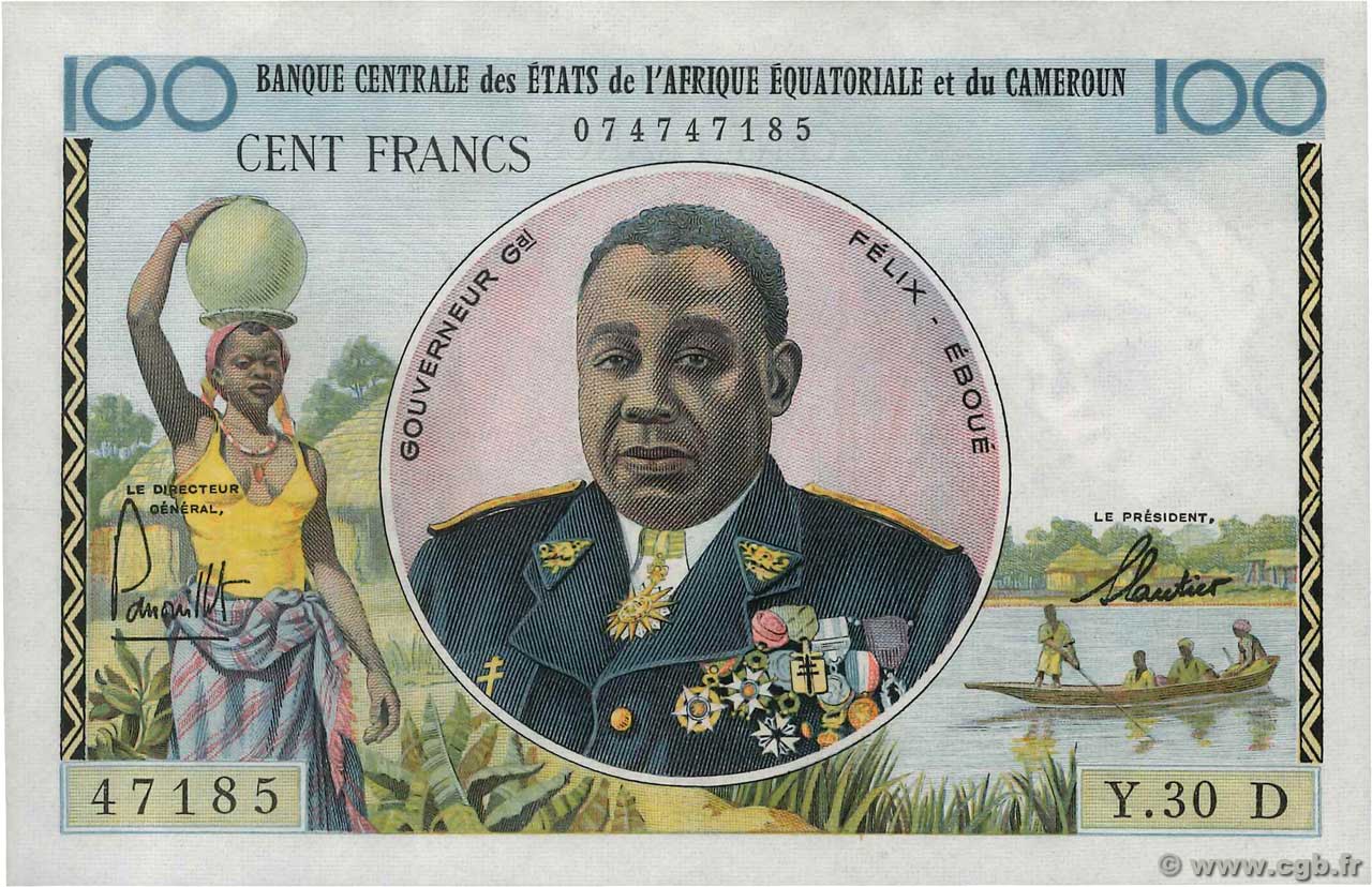 100 Francs ÉTATS DE L AFRIQUE ÉQUATORIALE  1961 P.01d SPL