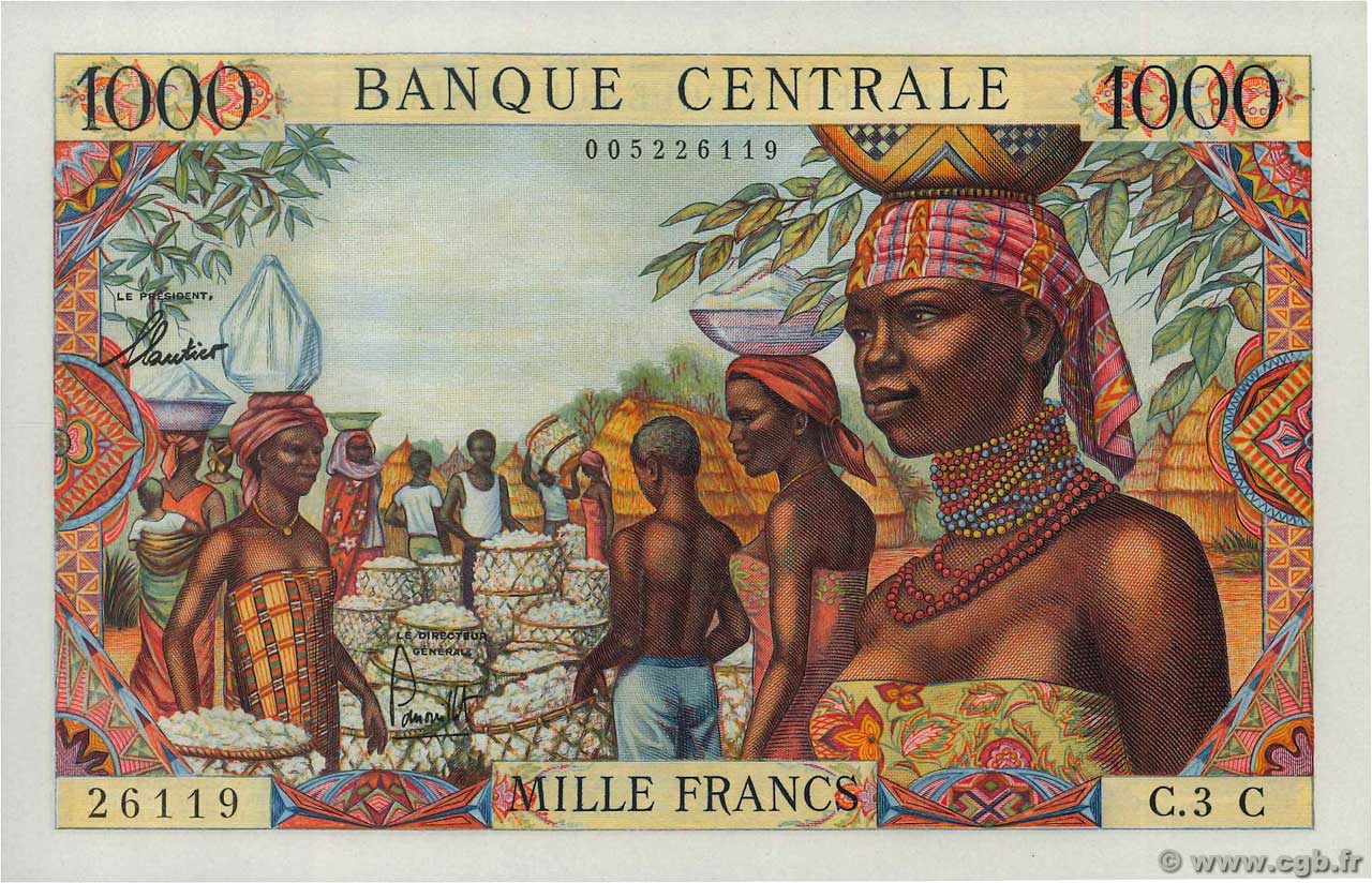 1000 Francs ÉTATS DE L AFRIQUE ÉQUATORIALE  1963 P.05c SPL+