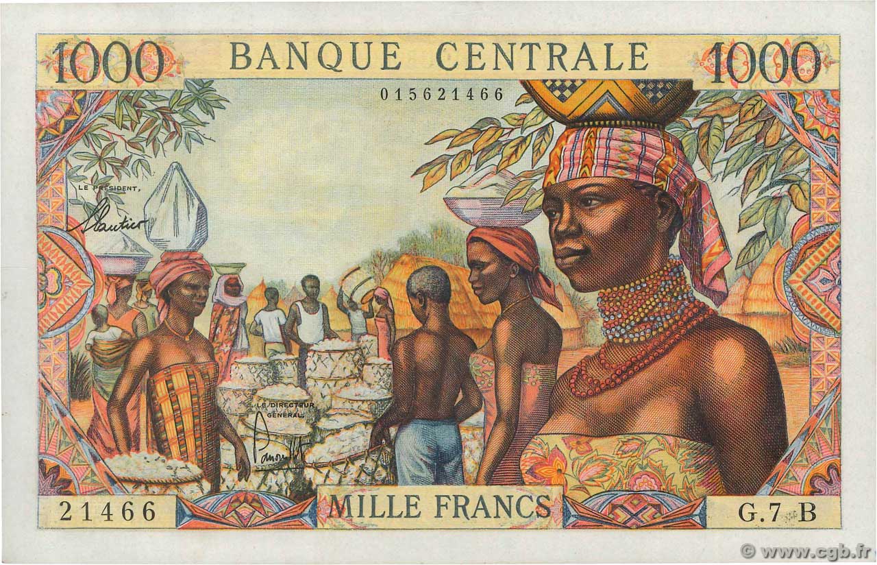 1000 Francs ÉTATS DE L AFRIQUE ÉQUATORIALE  1962 P.05f SPL