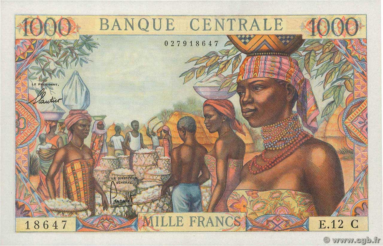 1000 Francs ÉTATS DE L AFRIQUE ÉQUATORIALE  1962 P.05g SPL