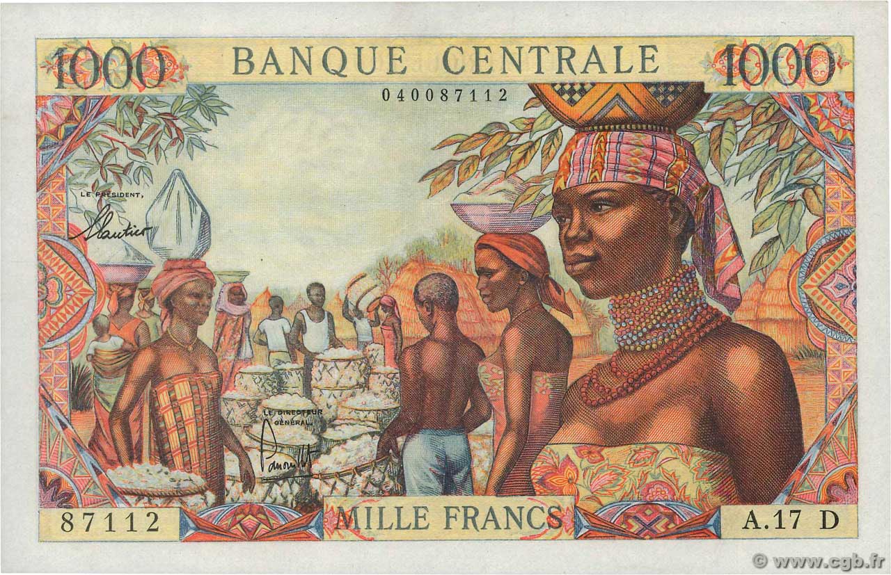 1000 Francs ÉTATS DE L AFRIQUE ÉQUATORIALE  1962 P.05h SUP+