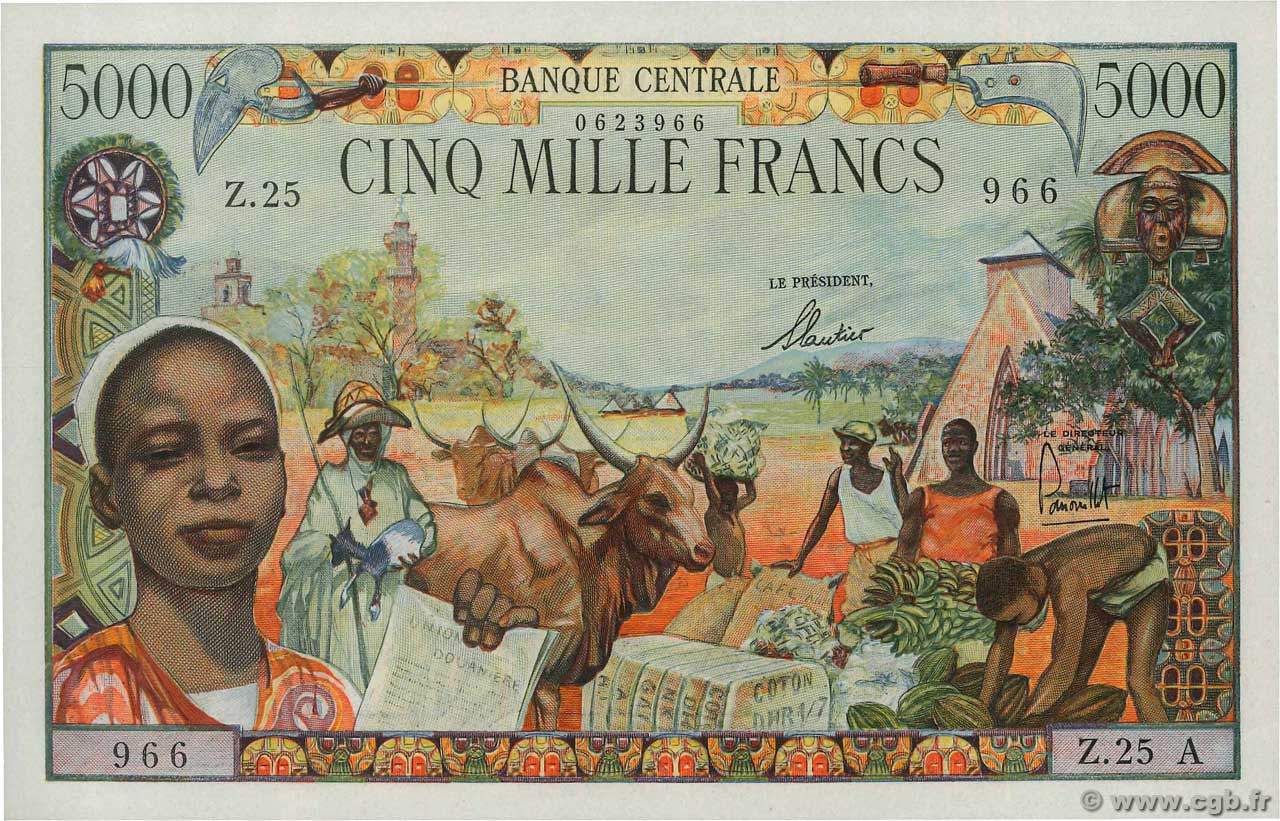 5000 Francs ÉTATS DE L AFRIQUE ÉQUATORIALE  1963 P.06a pr.NEUF