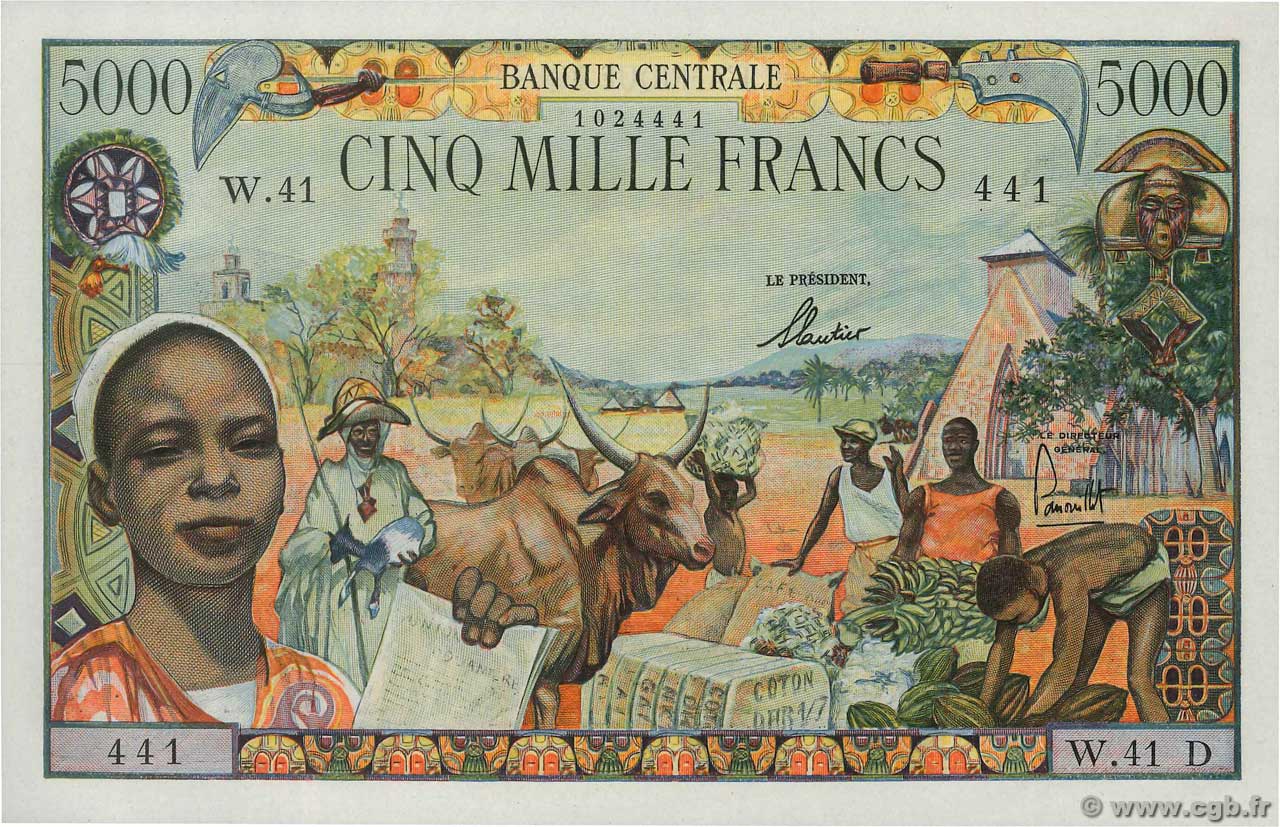 5000 Francs ÉTATS DE L AFRIQUE ÉQUATORIALE  1963 P.06d pr.NEUF
