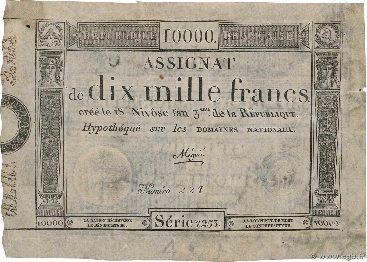 10000 Francs FRANCE  1795 Ass.52a F