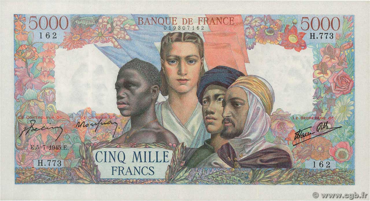 5000 Francs EMPIRE FRANÇAIS FRANCIA  1945 F.47.33 EBC+