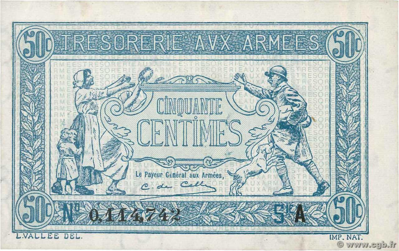 50 Centimes TRÉSORERIE AUX ARMÉES 1917 FRANCE  1917 VF.01.01 SPL