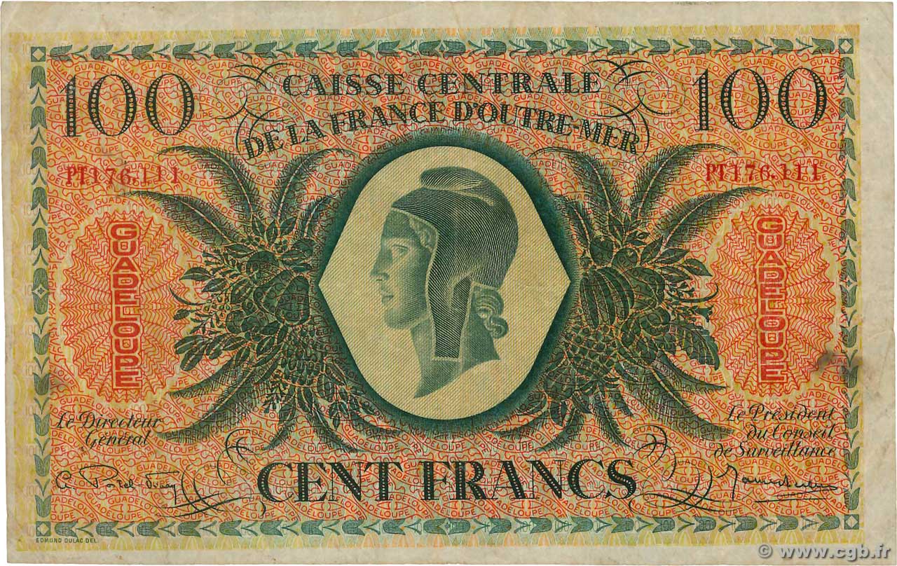 100 Francs Marianne Type anglais GUADELOUPE  1944 P.29a S