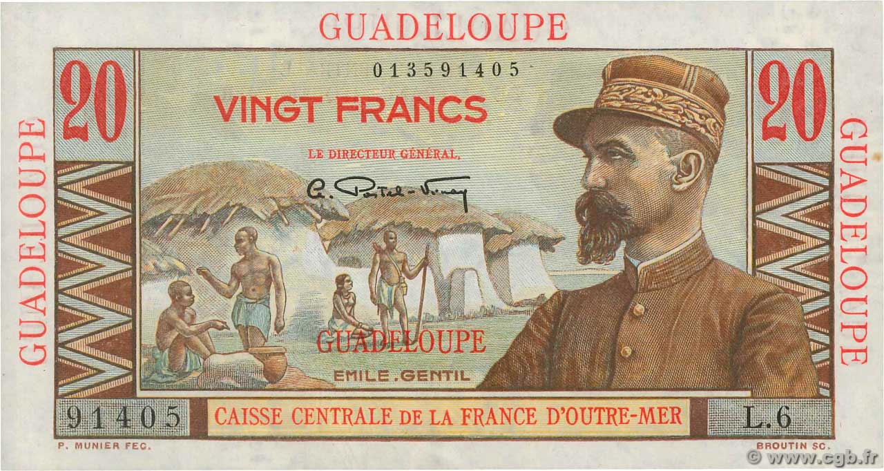 20 Francs Émile Gentil GUADELOUPE  1946 P.33 VZ+