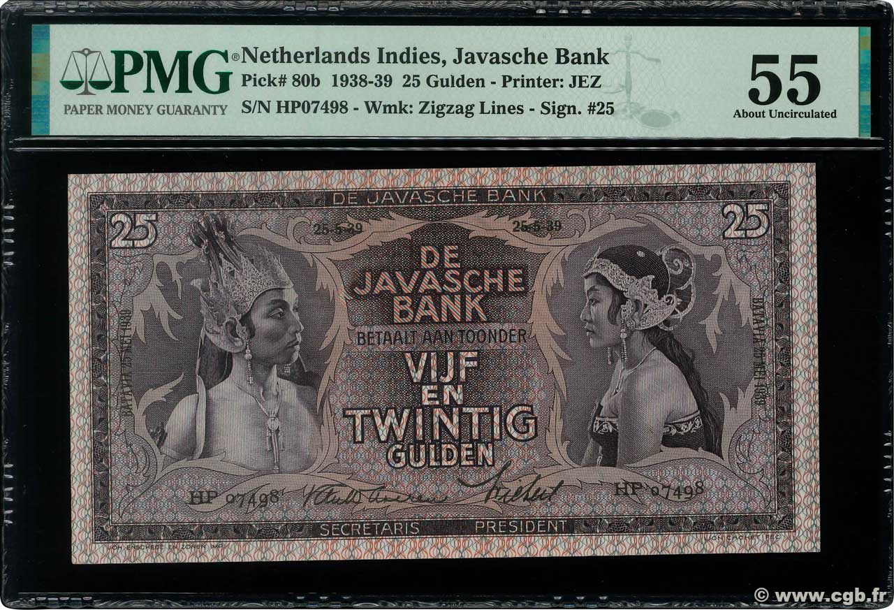 25 Gulden NIEDERLÄNDISCH-INDIEN  1939 P.080b fST