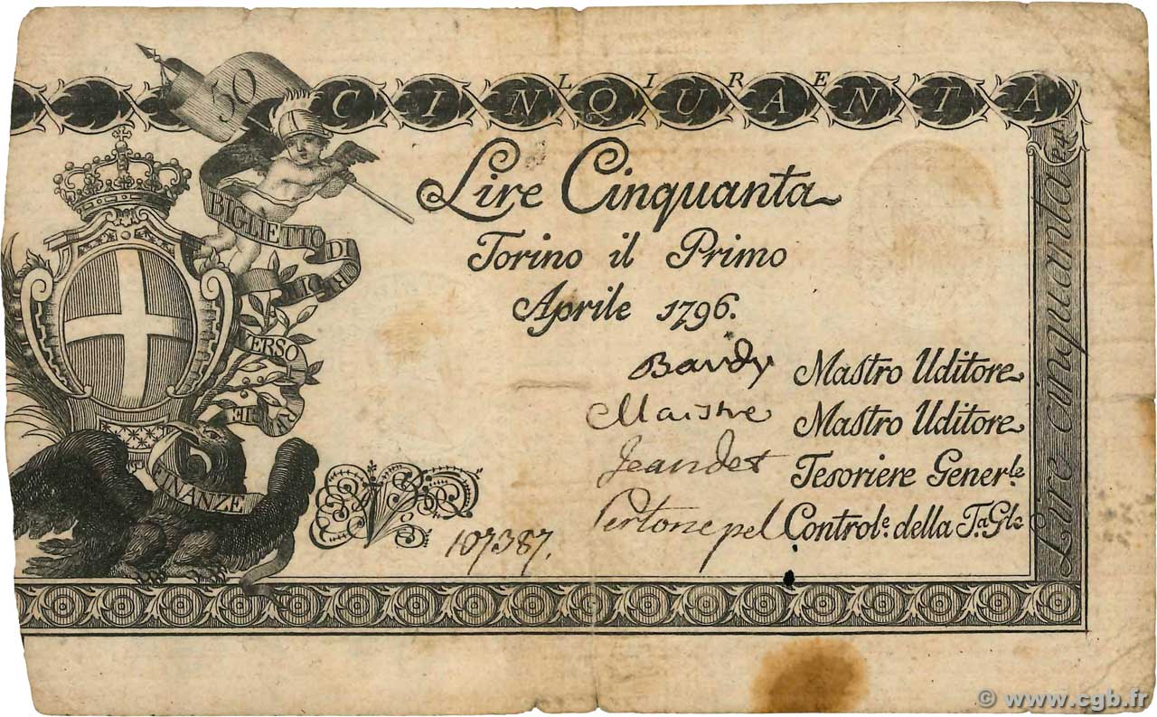 50 Lire ITALY Turin 1796 PS.130 F