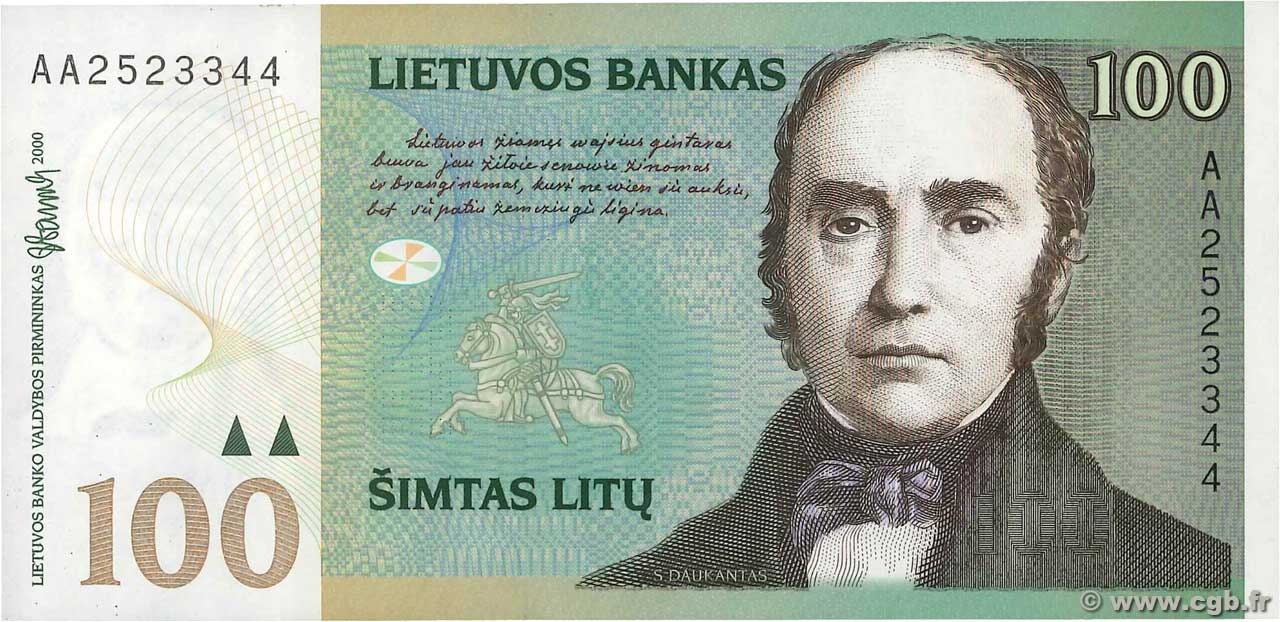 100 Litu LITUANIA  2000 P.62 FDC