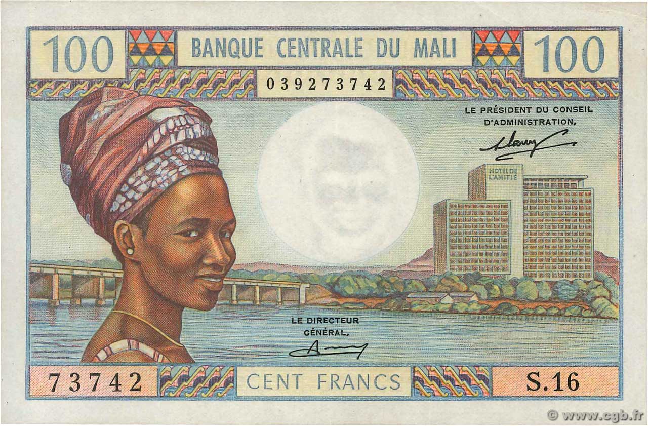 100 Francs MALI  1972 P.11 XF