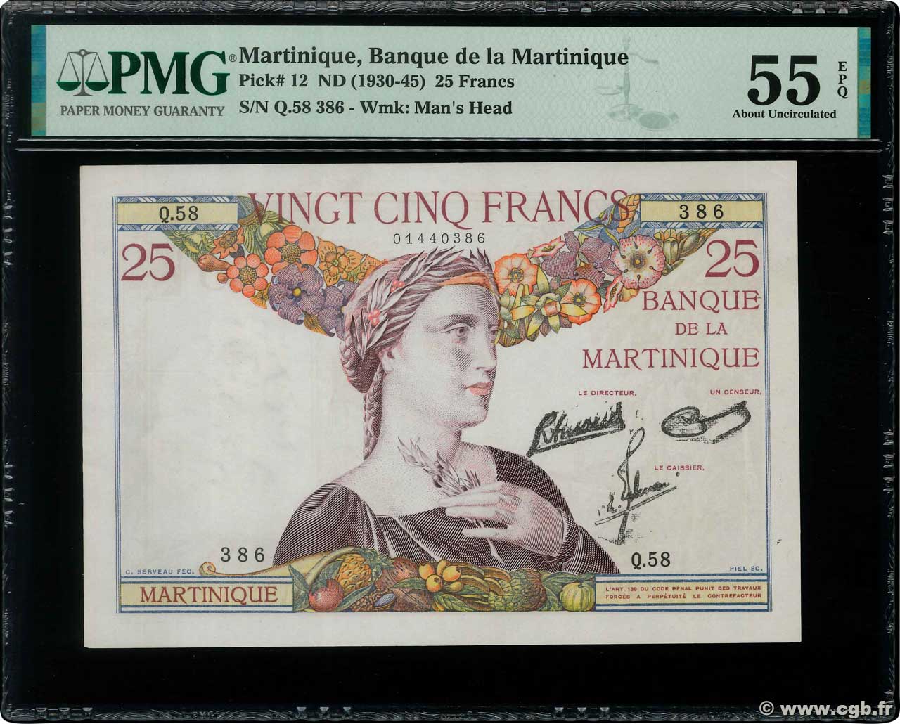 25 Francs MARTINIQUE  1938 P.12 SC