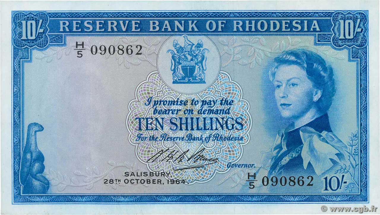 10 shillings RHODESIEN  1964 P.24a fST