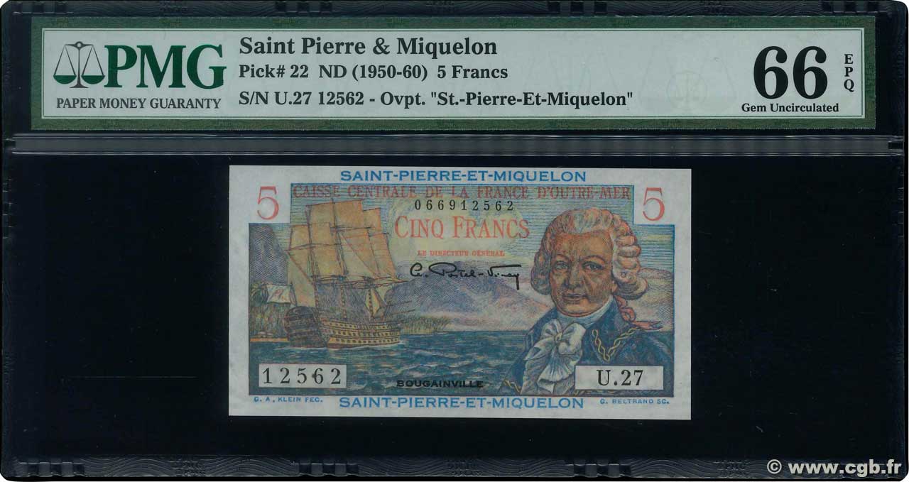 5 Francs Bougainville SAINT-PIERRE UND MIQUELON  1950 P.22 ST