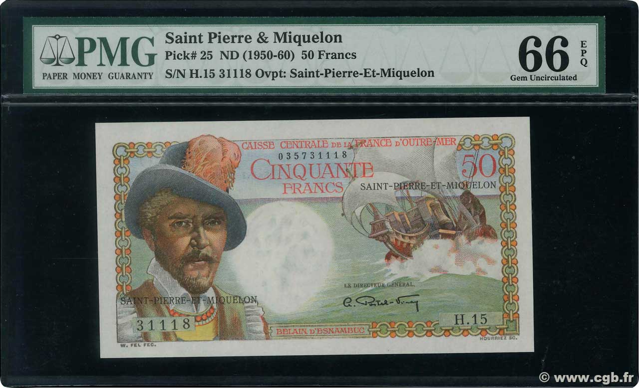 50 Francs Belain d Esnambuc SAINT-PIERRE UND MIQUELON  1946 P.25 ST