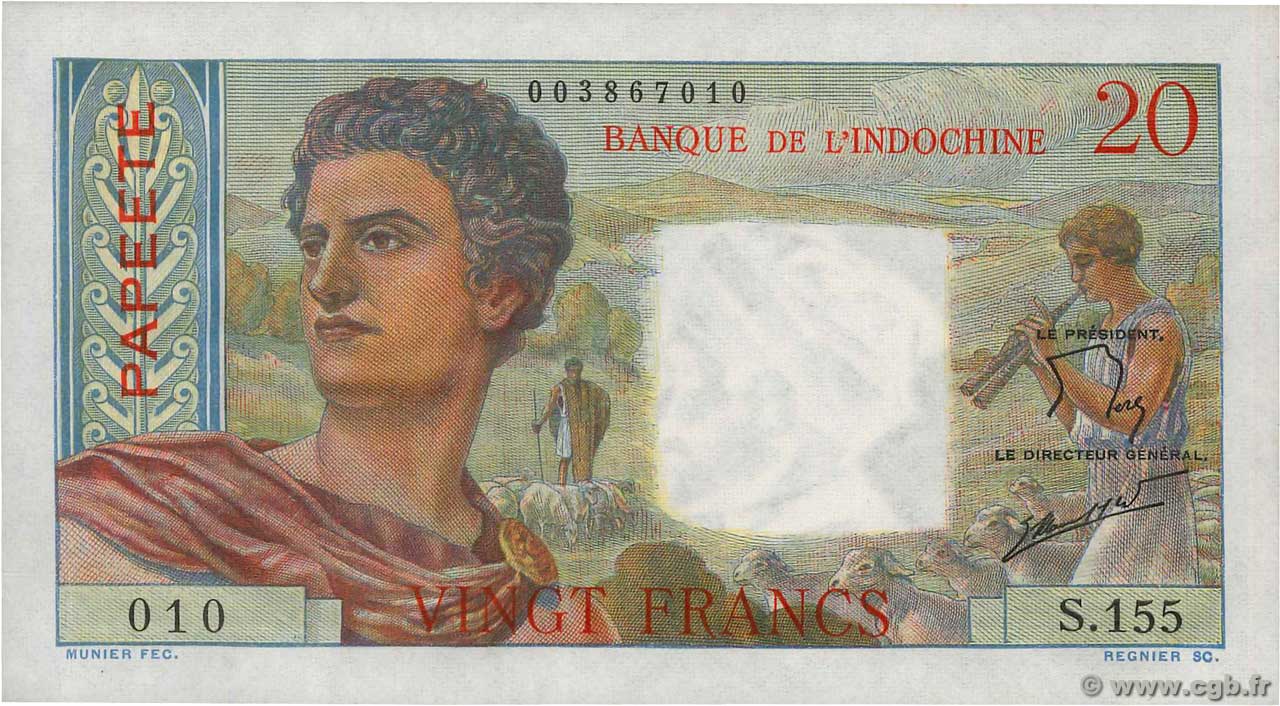 20 Francs  TAHITI  1963 P.21c fST+