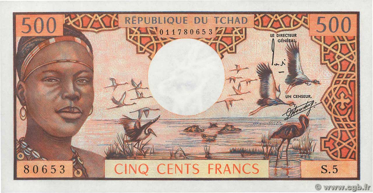 500 Francs CHAD  1974 P.02a UNC-