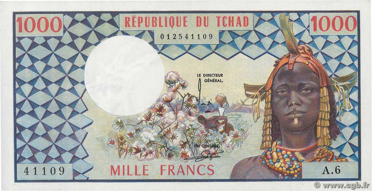 1000 Francs CHAD  1974 P.03a UNC