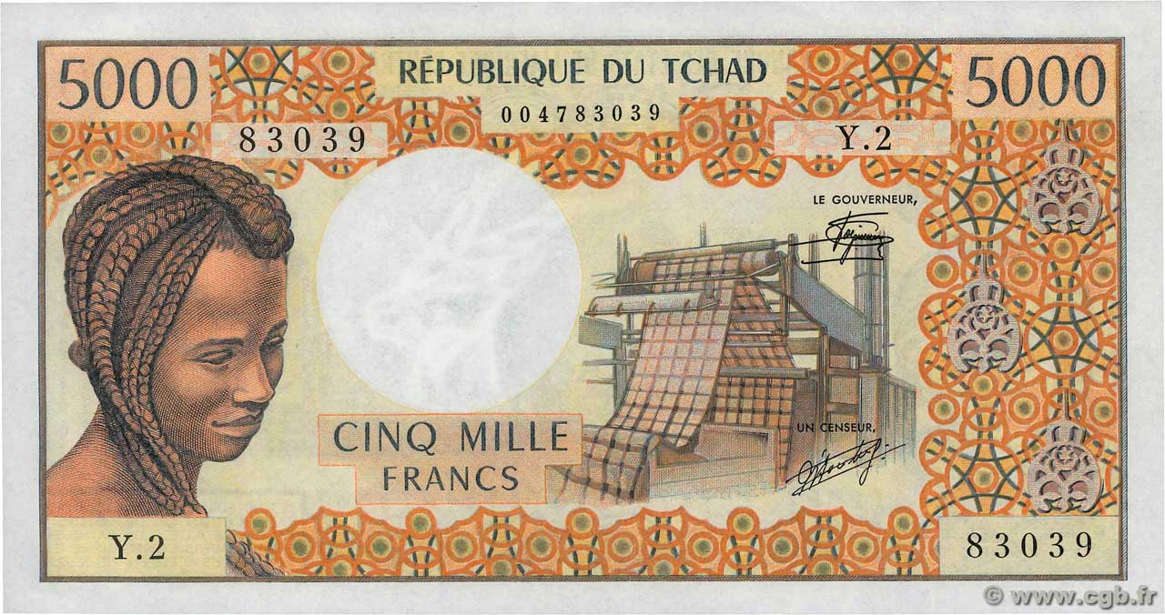 5000 Francs TCHAD  1978 P.05b SPL