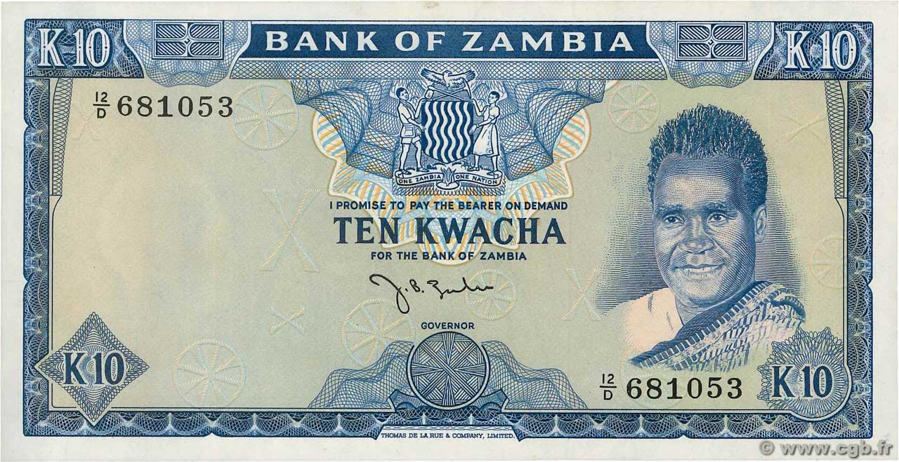 10 Kwacha ZAMBIA  1969 P.12a UNC-