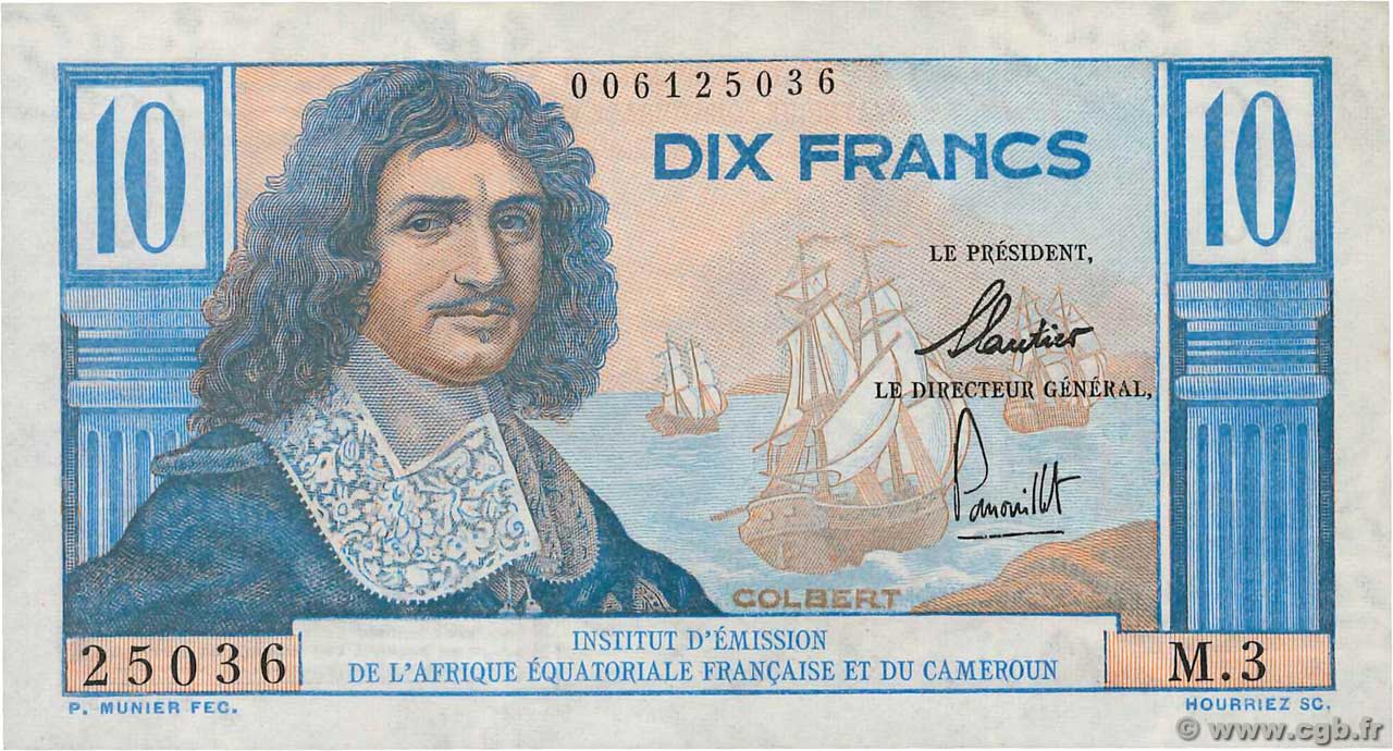 10 Francs Colbert AFRIQUE ÉQUATORIALE FRANÇAISE  1957 P.29 fST