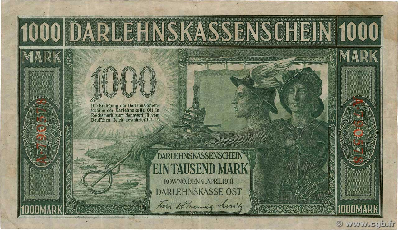1000 Mark ALEMANIA Kowno 1918 P.R134a BC+