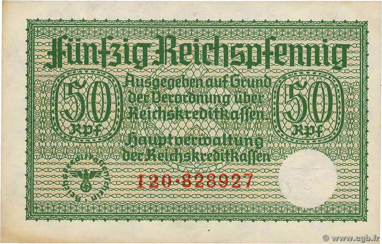 50 Reichspfennig ALLEMAGNE  1940 P.R135 pr.NEUF