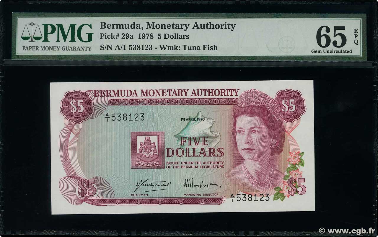 5 Dollars BERMUDAS  1978 P.29a FDC