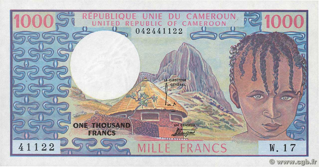 1000 Francs CAMEROON  1974 P.16b AU