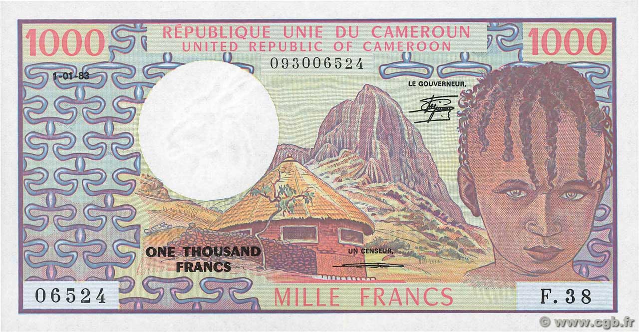1000 Francs CAMEROUN  1983 P.16d pr.NEUF