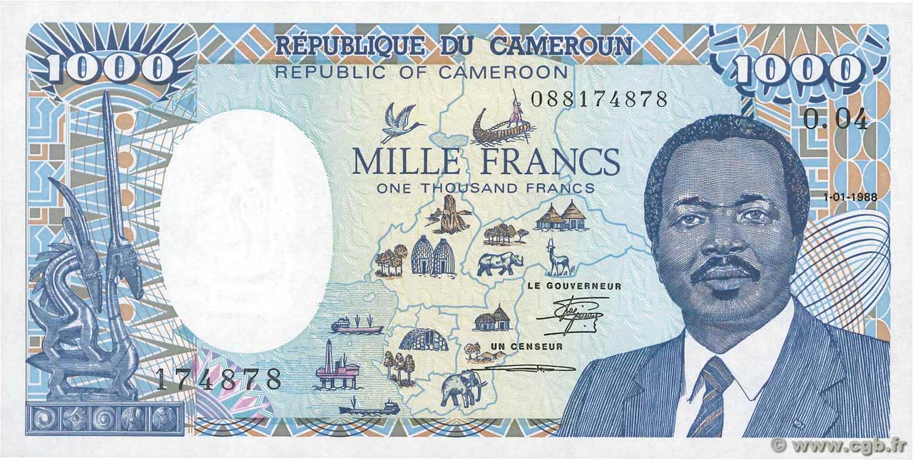 1000 Francs CAMERUN  1988 P.26a FDC