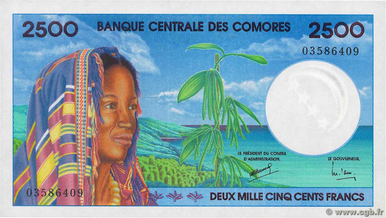2500 Francs COMORAS  1997 P.13 SC+