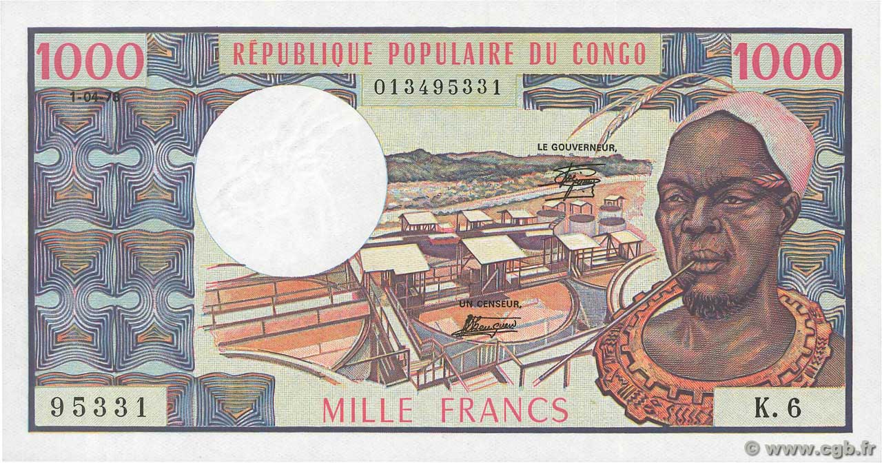 1000 Francs CONGO  1978 P.03d UNC